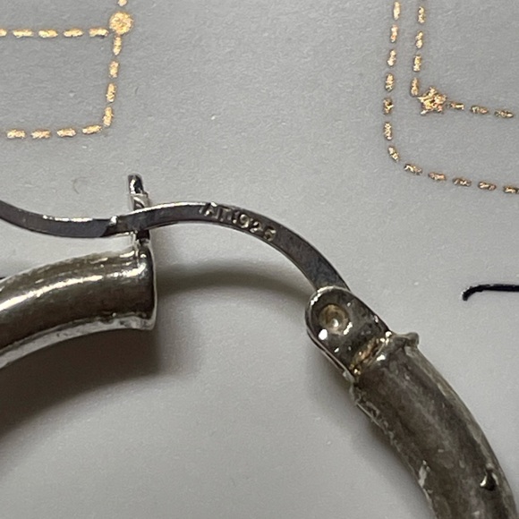 Vintage Heavy Sterling Silver Cherub Angel Sitting On Hoop Earrings Rococo 1" - Picture 6 of 8